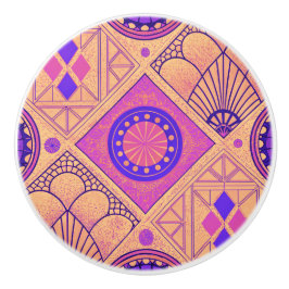 幾何鮮やかアールデコ セラミックノブ