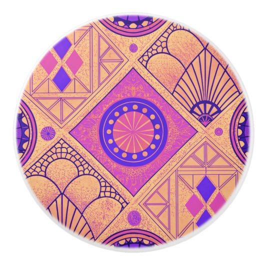 幾何鮮やかアールデコ セラミックノブ (正面)