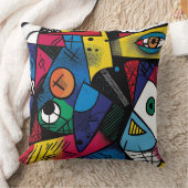 幾何鮮やかキュービスト抽象デザイン クッション (ブランケット)