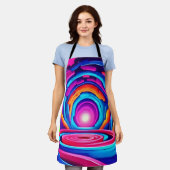 幾何鮮やかネオンアートトンネルデザイン エプロン (着用した状態)