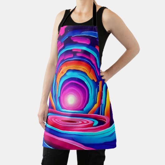 幾何鮮やかネオンアートトンネルデザイン エプロン (インサイチュ)
