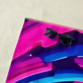 幾何鮮やかネオンアートトンネルデザイン ビーチタオル (インサイチュ)