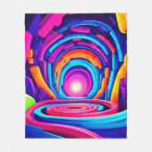 幾何鮮やかネオンアートトンネルデザイン フリースブランケット (正面)