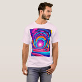 幾何鮮やかネオンアートトンネルデザイン Tシャツ (正面フル)