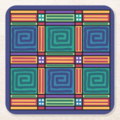 幾何鮮やかパターン スクエアペーパーコースター (正面)