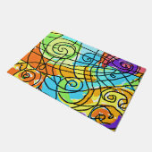 幾何鮮やかパターン ドアマット (アングル)