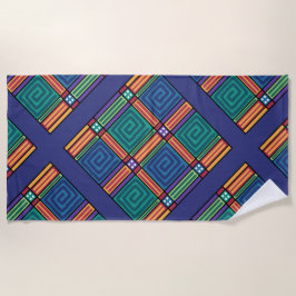 幾何鮮やかパターン ビーチタオル