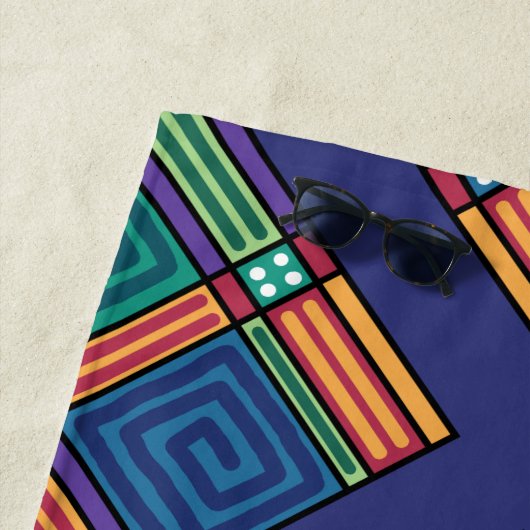 幾何鮮やかパターン ビーチタオル (インサイチュ)