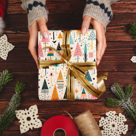 幾何鮮やかモダンクリスマス包装紙 ラッピングペーパー