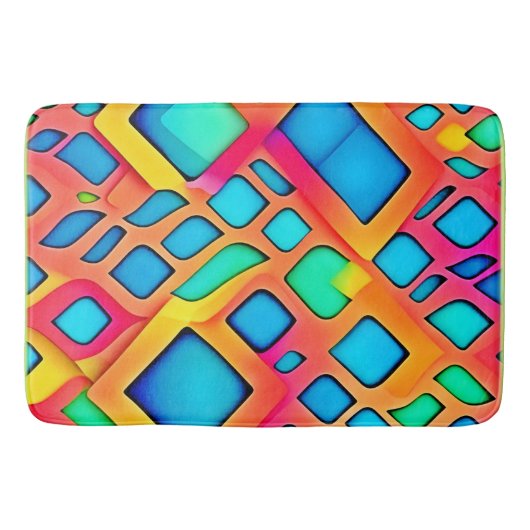 幾何鮮やか抽象芸術アート バスマット (正面)