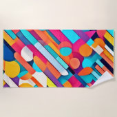 幾何鮮やか抽象芸術アート ビーチタオル (正面)