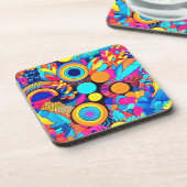 幾何鮮やか抽象芸術パターン コースター (左側)