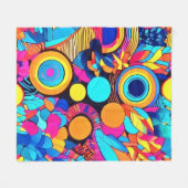 幾何鮮やか抽象芸術パターン フリースブランケット (正面(横))