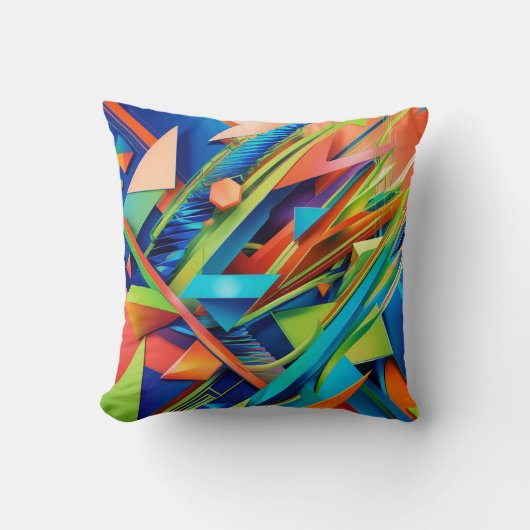 幾何鮮やか抽象芸術枕 | はっきりしたカラフル クッション (正面)