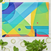 幾何鮮やか抽象芸術 キッチンタオル (折り畳み)