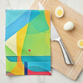 幾何鮮やか抽象芸術 キッチンタオル (四つ折り)