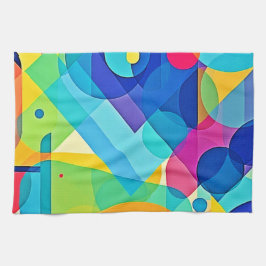 幾何鮮やか抽象芸術 キッチンタオル