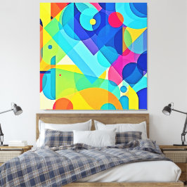 幾何鮮やか抽象芸術 キャンバスプリント