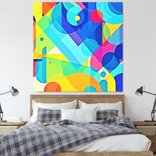 幾何鮮やか抽象芸術 キャンバスプリント (インサイチュ (寝室))