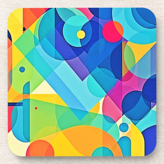 幾何鮮やか抽象芸術 コースター (正面)