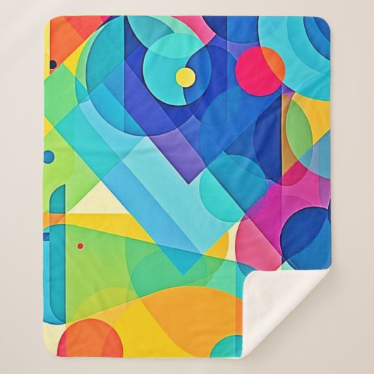 幾何鮮やか抽象芸術 シェルパブランケット (正面)