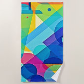 幾何鮮やか抽象芸術 ビーチタオル (正面)