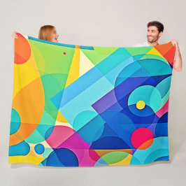 幾何鮮やか抽象芸術 フリースブランケット