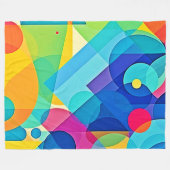 幾何鮮やか抽象芸術 フリースブランケット (正面(横))