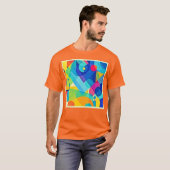 幾何鮮やか抽象芸術 Tシャツ (正面フル)