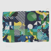 幾何鮮やか男子Tシャツ – 抽象芸術ブルー ゴルフタオル (横)