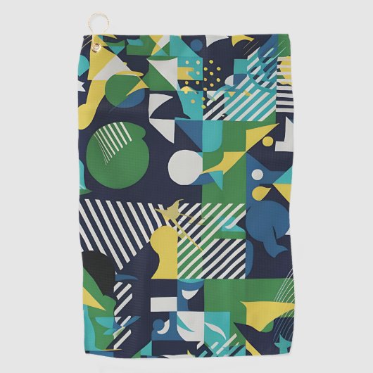 幾何鮮やか男子Tシャツ – 抽象芸術ブルー ゴルフタオル (正面)