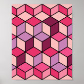 幾何鮮やか立方体パターン ポスター (正面)