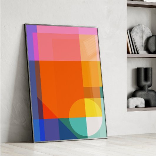 幾何鮮やか色ブロックモダン抽象芸術 ポスター