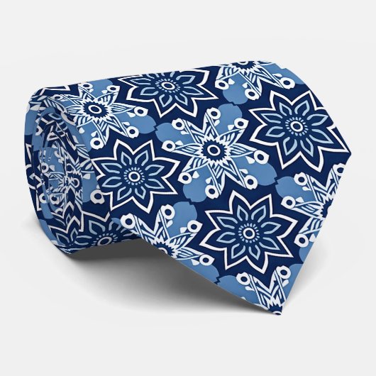 幾何鮮やか花柄 ネクタイ (ロール)