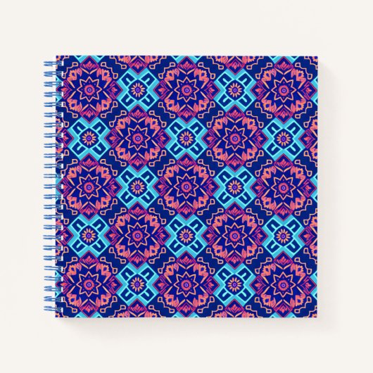 幾何鮮やか花柄 ノートブック (正面)