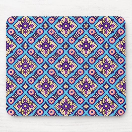 幾何鮮やか花柄 マウスパッド (正面)