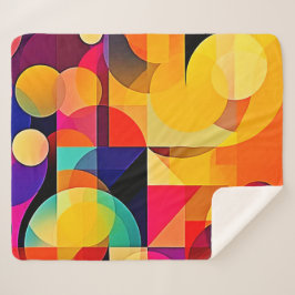 幾何鮮やか調和 シェルパブランケット