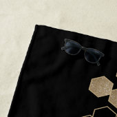 幾何黒スタイリッシュ色と金ゴールド六角パターン ビーチタオル (インサイチュ)