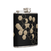 幾何黒スタイリッシュ色と金ゴールド六角パターン フラスク (右)