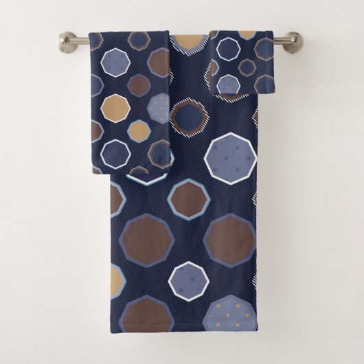 幾何、八角形、対角線、水玉模様 バスタオルセット (インサイチュ)