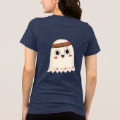 広いスマイルの可愛い幽霊のイラストレーション トライブレンドＴシャツ (裏面)