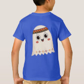 広いスマイルの可愛い幽霊のイラストレーション Tシャツ (裏面)
