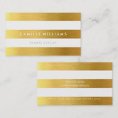 広いモダンパタストライプーンの金ゴールドフォイルの外観 名刺 (正面/裏面)