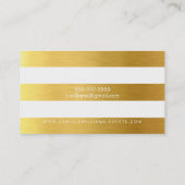 広いモダンパタストライプーンの金ゴールドフォイルの外観 名刺 (裏面)