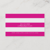 広いモダンミニマルパタストライプーン明るいホットピンク 名刺 (裏面)