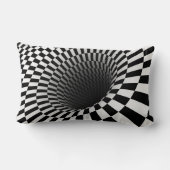広い市松模様に渦光学錯覚 ランバークッション (裏面)