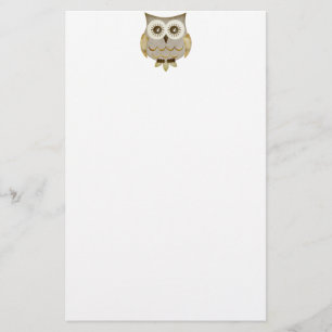 広い目のフクロウの文房具 便箋