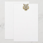 広い目のフクロウの文房具 便箋 (正面/裏面)