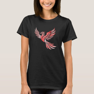広げた翼で飛ぶ赤いフェニックス Tシャツ