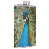 広げられた羽を持つ美しい孔雀の写真 フラスク (右)